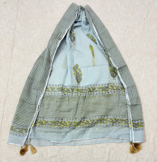 Green color Kota Doria Dupatta with gota patti