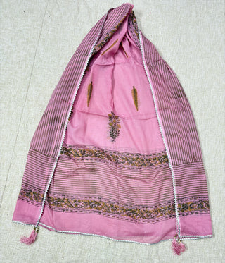 Pink color Kota Doria Dupatta with gota patti