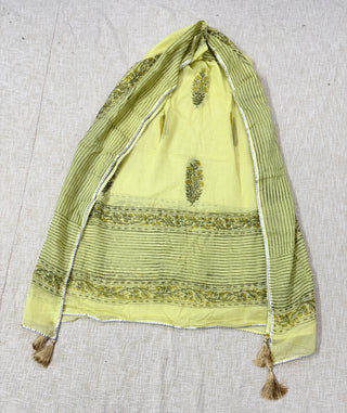 Light Green color Kota Doria Dupatta with gota patti