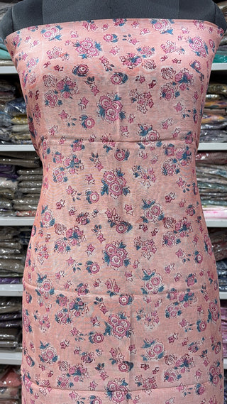 Handblock Chanderi Suit Material with Chanderi Dupatta(Lining Included)