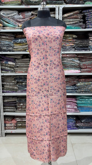 Handblock Chanderi Suit Material with Chanderi Dupatta(Lining Included)
