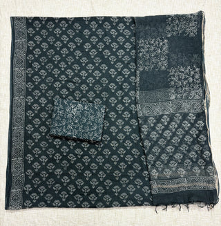 Hand block kota doria suit set for office wear (with extra lining included)