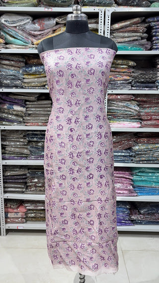 Handblock Chanderi Suit Material with Chanderi Dupatta(Lining Included)