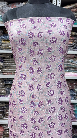 Handblock Chanderi Suit Material with Chanderi Dupatta(Lining Included)