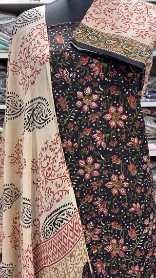 Handblock Cotton Suit Material with Cotton Dupatta