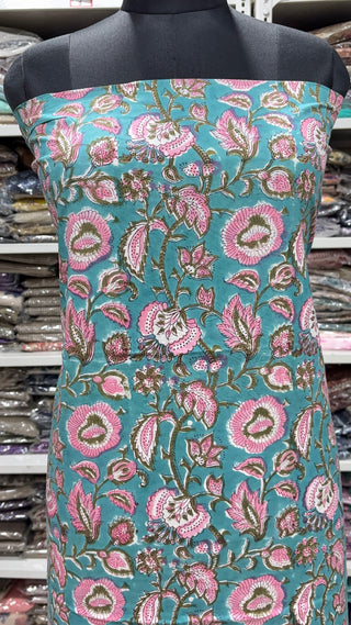 Handblock Cotton Suit Material with Cotton Dupatta