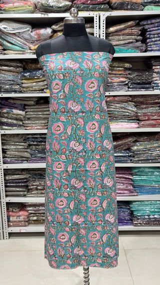 Handblock Cotton Suit Material with Cotton Dupatta