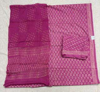 Premium Cotton Handblock Suit fabric with Chiffon Dupatta