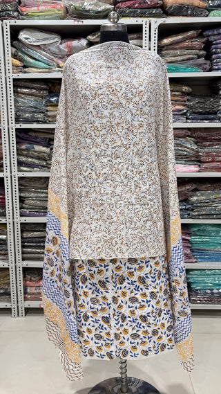 Handblock Cotton Suit Material with Cotton Dupatta