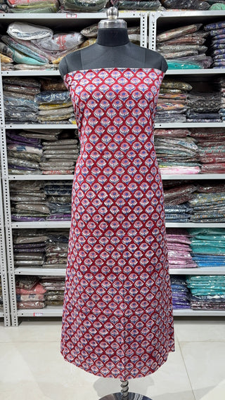 Handblock Cotton Suit Material with Cotton Dupatta