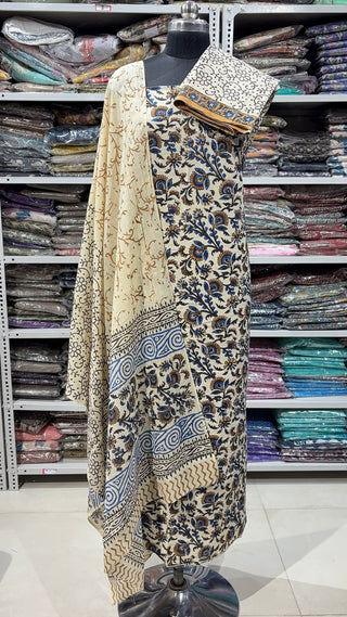 Handblock Cotton Suit Material with Cotton Dupatta