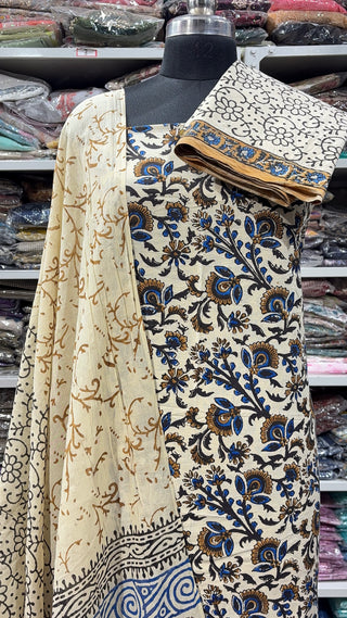Handblock Cotton Suit Material with Cotton Dupatta
