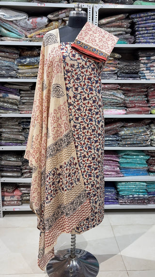 Handblock Cotton Suit Material with Cotton Dupatta