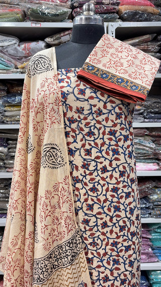 Handblock Cotton Suit Material with Cotton Dupatta