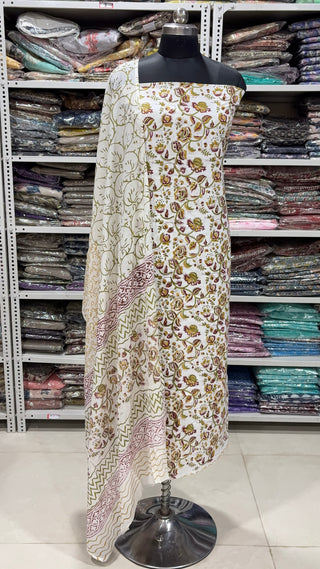 Handblock Cotton Suit Material with Cotton Dupatta