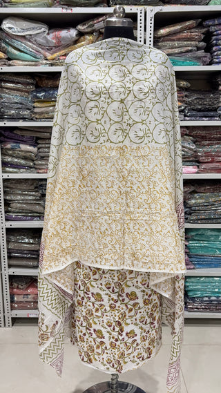 Handblock Cotton Suit Material with Cotton Dupatta