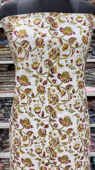 Handblock Cotton Suit Material with Cotton Dupatta