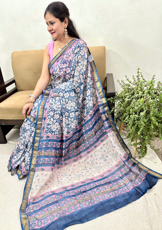 Maheshwari Silk Saree with Unstitched Blouse Piece (Lining Included)