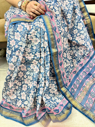 Maheshwari Silk Saree with Unstitched Blouse Piece (Lining Included)