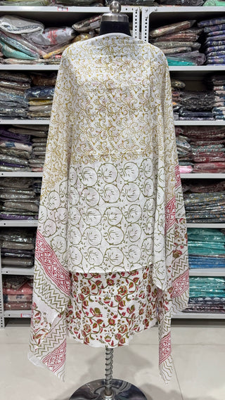 Handblock Cotton Suit Material with Cotton Dupatta