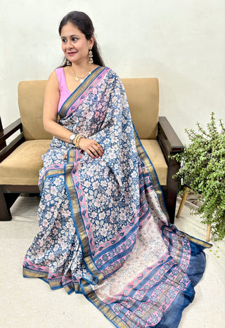 Maheshwari Silk Saree with Unstitched Blouse Piece (Lining Included)