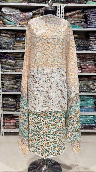 Handblock Cotton Suit Material with Cotton Dupatta