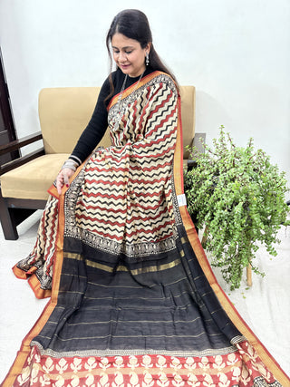 Premium Maheshwari Silk Saree with Unstitched Blouse Piece (Lining Included)