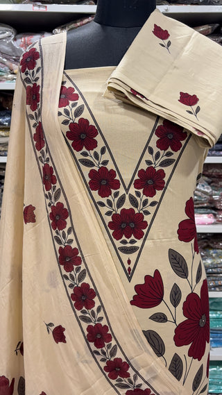 Handblock Cotton Suit Material with Cotton Dupatta