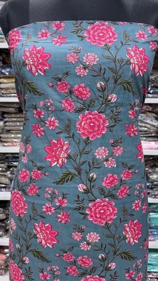 Handblock Cotton Suit Material with Cotton Dupatta
