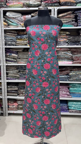 Handblock Cotton Suit Material with Cotton Dupatta