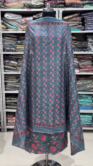 Handblock Cotton Suit Material with Cotton Dupatta