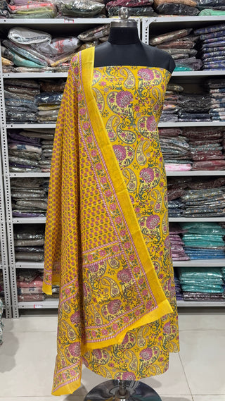 Handblock Cotton Suit Material with Cotton Dupatta