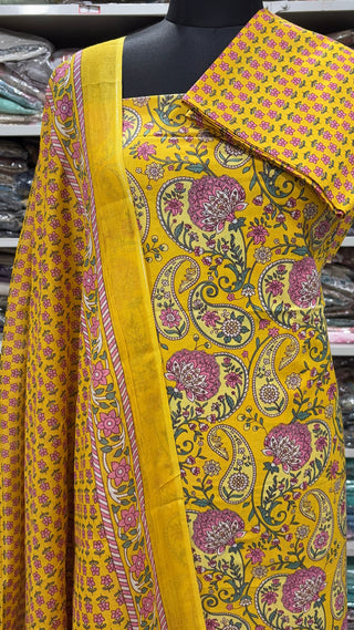 Handblock Cotton Suit Material with Cotton Dupatta