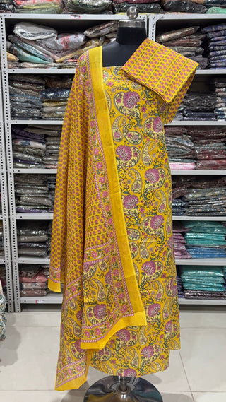 Handblock Cotton Suit Material with Cotton Dupatta