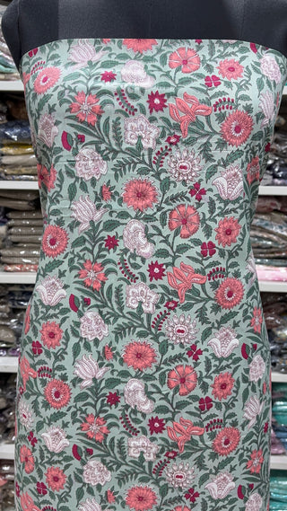 Handblock Cotton Suit Material with Cotton Dupatta