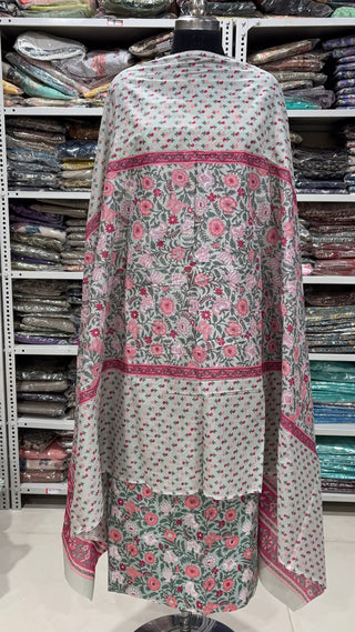 Handblock Cotton Suit Material with Cotton Dupatta