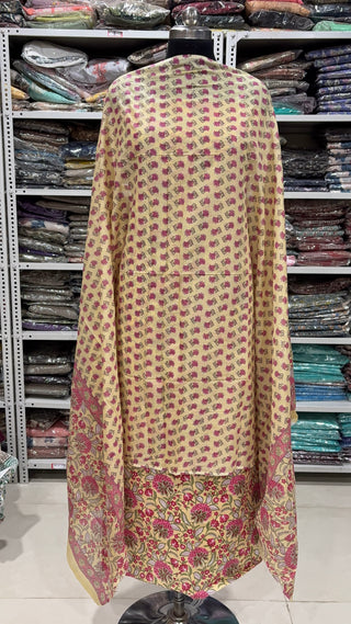 Handblock Cotton Suit Material with Cotton Dupatta