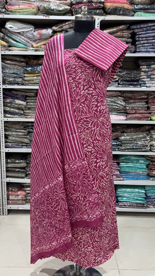 Handblock Cotton Suit Material with Cotton Dupatta