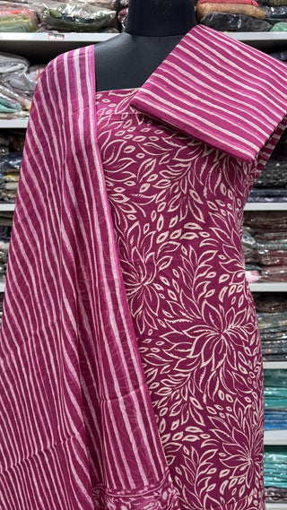 Handblock Cotton Suit Material with Cotton Dupatta