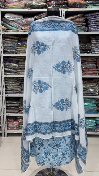 Handblock Cotton Suit Material with Cotton Dupatta