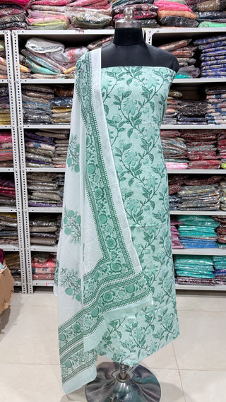 Handblock Cotton Suit Material with Cotton Dupatta
