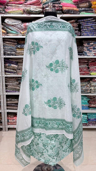 Handblock Cotton Suit Material with Cotton Dupatta