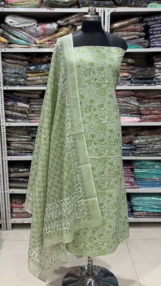 Handblock Cotton Suit Material with Cotton Dupatta
