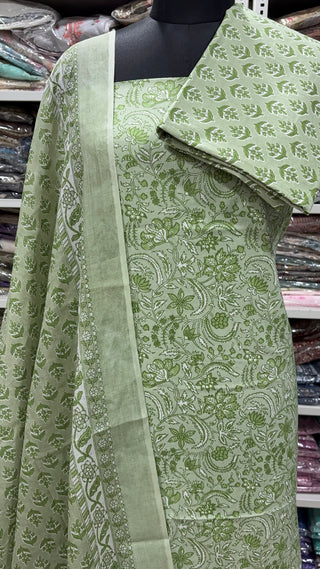 Handblock Cotton Suit Material with Cotton Dupatta