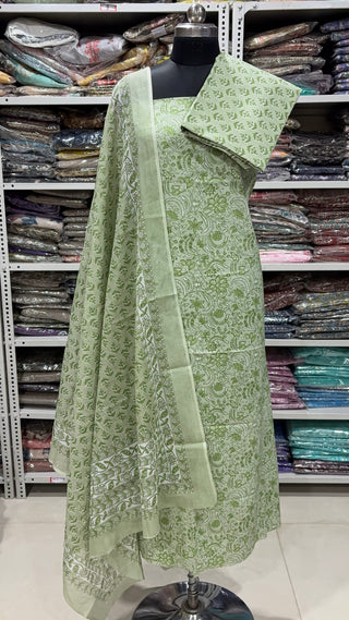 Handblock Cotton Suit Material with Cotton Dupatta
