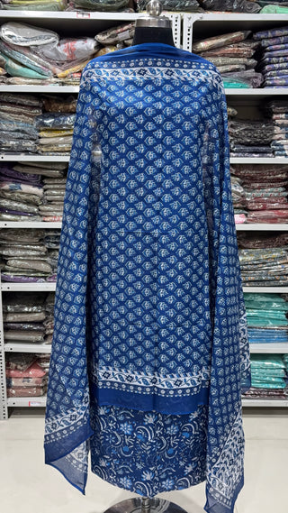 Handblock Cotton Suit Material with Cotton Dupatta