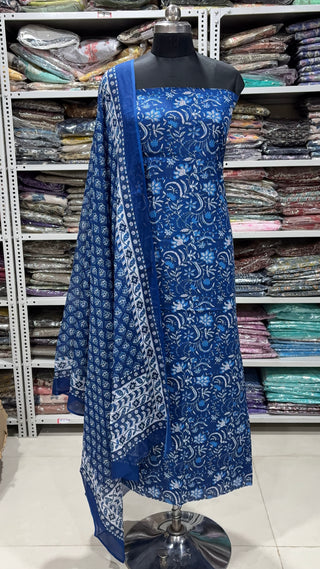 Handblock Cotton Suit Material with Cotton Dupatta