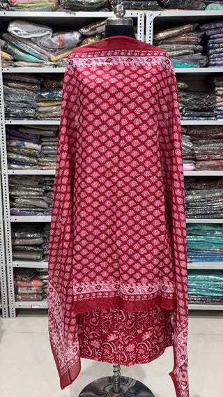 Handblock Cotton Suit Material with Cotton Dupatta