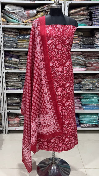 Handblock Cotton Suit Material with Cotton Dupatta