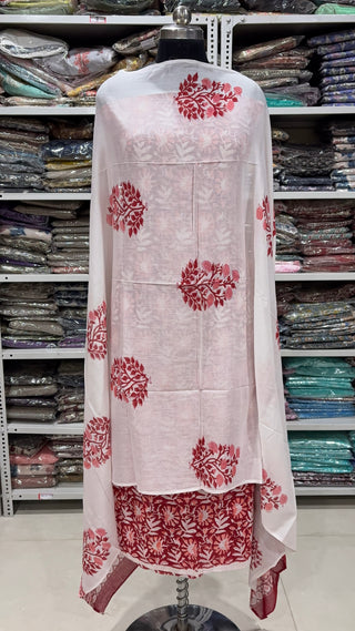 Handblock Cotton Suit Material with Cotton Dupatta